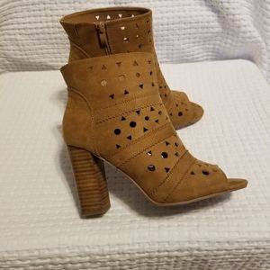 Torrid Laser Cut Peep Toe Heel Booties
